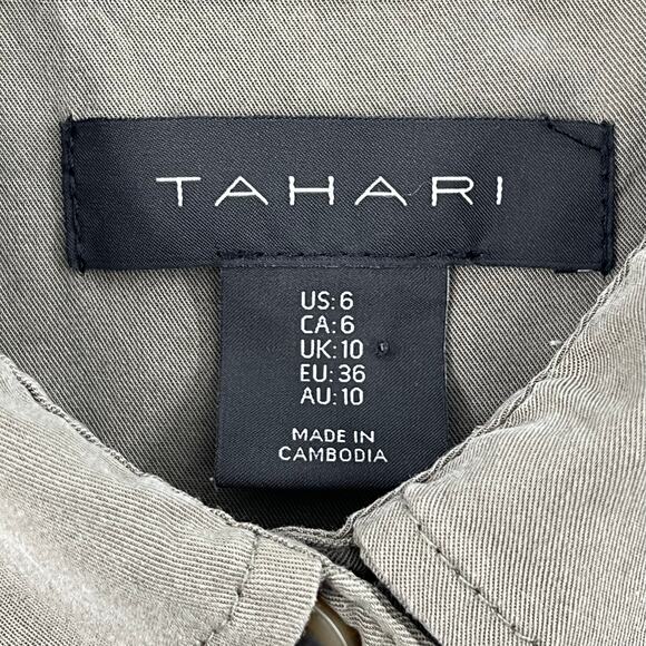 Tahari Green Sleeveless Collared Full Button Down Lightweight Pockets Maxi Dress - Picture 4 of 6